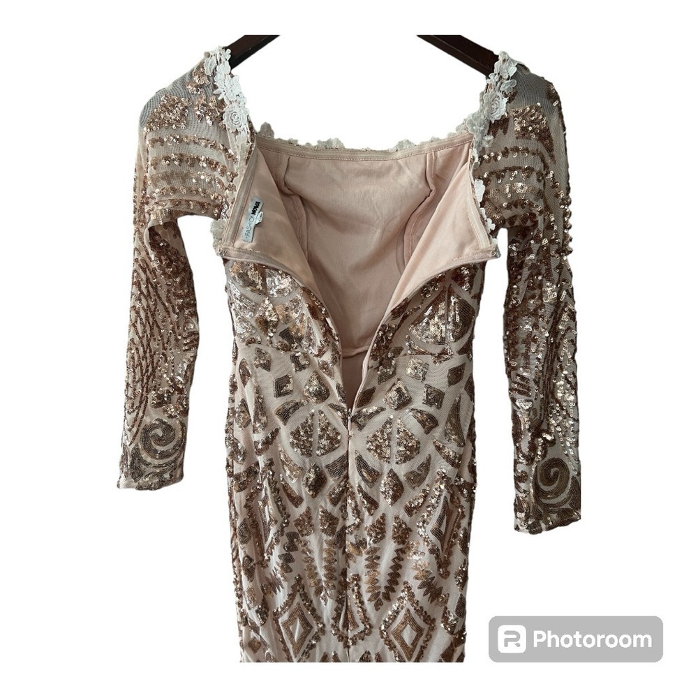 Fashion Nova Pale Pink & Rose Gold Sequins Formal Dress Size S - Picture 7 of 12